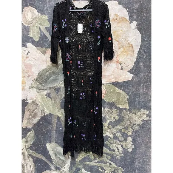 New Free People Hydrangea Crochet Kimono Size XS $315